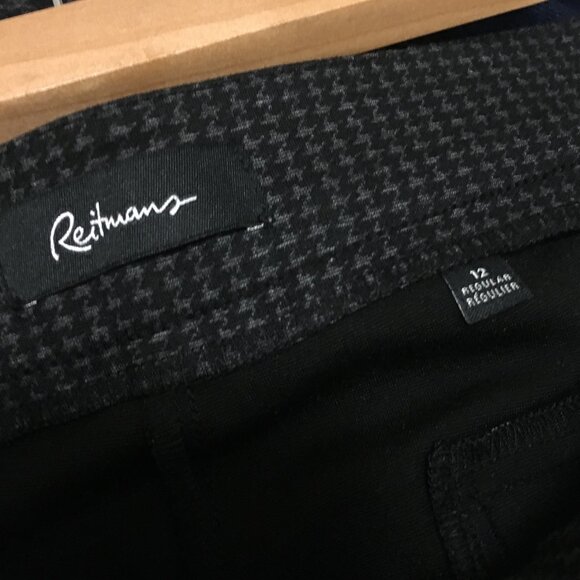 Black & Grey Puppytooth Stretchy Drawstring Trouser Leggings - Picture 8 of 14